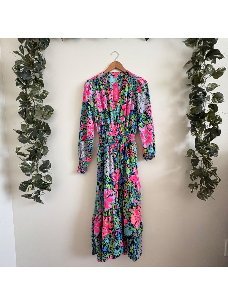 Lilly Pulitzer Christiana Stretch Midi Dress Festive Fantasy Floral Nwt Size 4